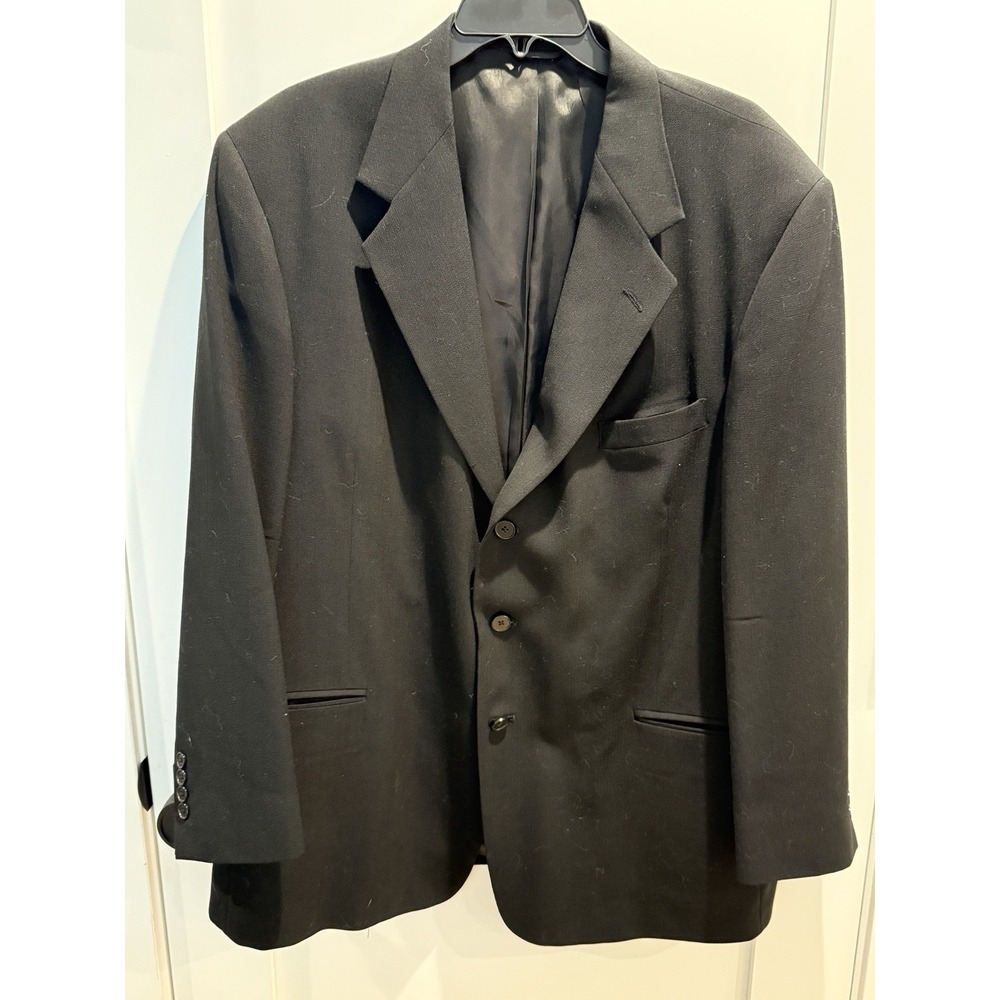 VTG Perry Ellis Portfolio Suit Jacket Black 3 Button 48R USA Made‎